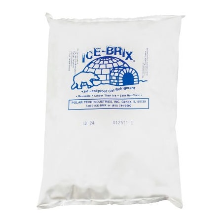 The Packaging Wholesalers Ice-Brix Cold Packs, 24 Oz., 8"L x 6"W x 1-1/4"H, White/Blue, 24/Pack IB24BPD
